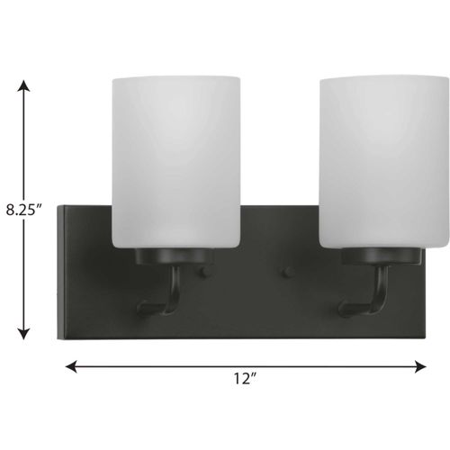 Main product image of Merry 2 Light Matte Black and Etched Glass Transitional Style Bath Vanity Wall Light