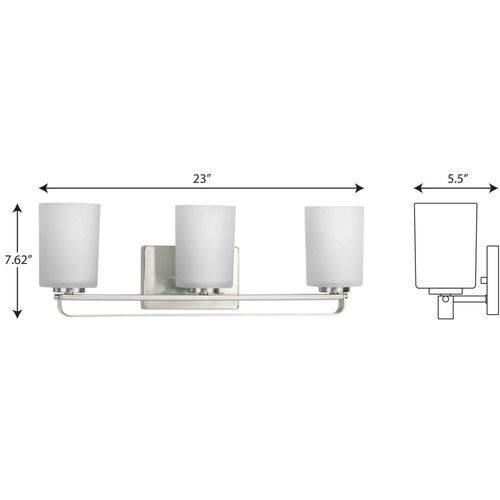 Main product image of League 3 Light Brushed Nickel and Etched Glass Modern Farmhouse Bath Vanity Light