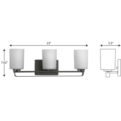 Main product image of League 3 Light Brushed Nickel and Etched Glass Modern Farmhouse Bath Vanity Light
