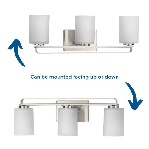 Main product image of League 3 Light Brushed Nickel and Etched Glass Modern Farmhouse Bath Vanity Light