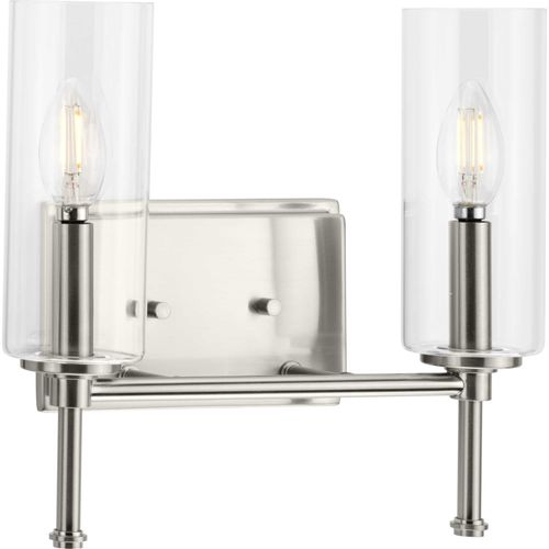 Main product image of Elara 2 Light New Traditional Matte Black Clear Glass Bath Vanity Light