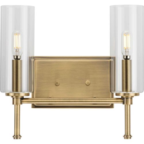 Main product image of Elara 2 Light New Traditional Matte Black Clear Glass Bath Vanity Light