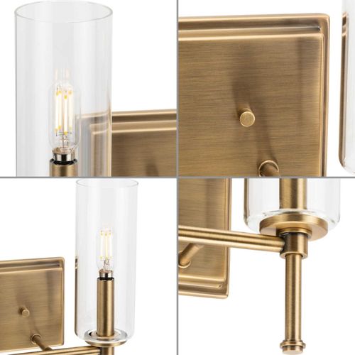 Main product image of Elara 2 Light New Traditional Matte Black Clear Glass Bath Vanity Light