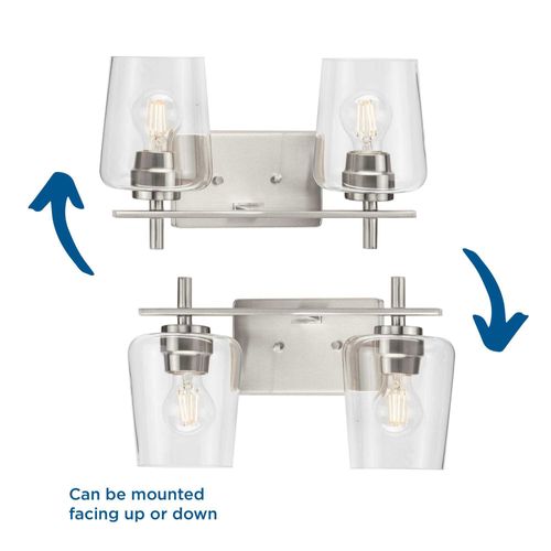 Main product image of Calais 2 Light New Traditional Brushed Nickel Clear Glass Bath Vanity Light