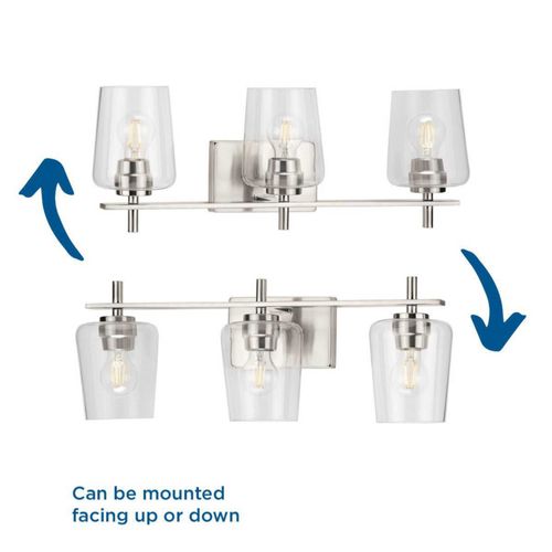 Main product image of Calais 3 Light Brushed Nickel Clear Glass New Traditional Bath Vanity Light