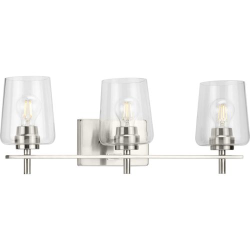 Main product image of Calais 3 Light Matte Black Clear Glass New Traditional Bath Vanity Light
