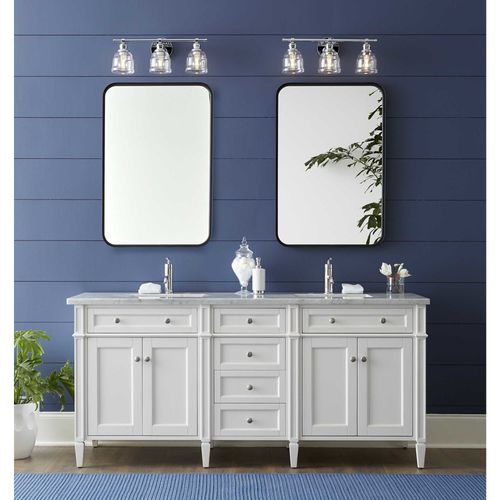 Main product image of Ambrose 3 Light Farmhouse Matte Black Clear Glass Bath Vanity Light