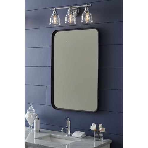 Main product image of Ambrose 3 Light Farmhouse Matte Black Clear Glass Bath Vanity Light