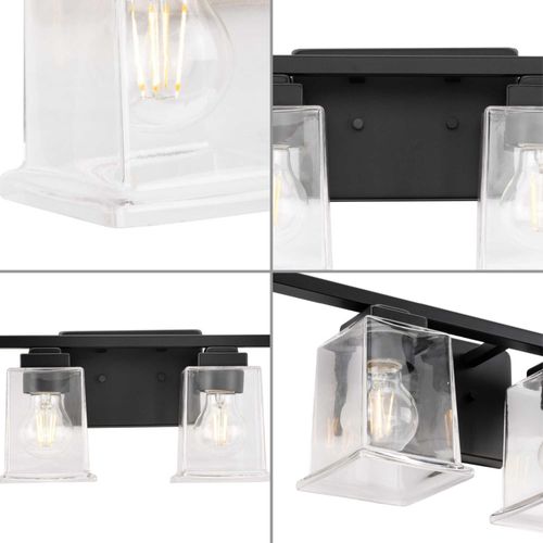 Main product image of Gilmour 4 Light Modern Farmhouse Matte Black Clear Glass Bath Vanity Light