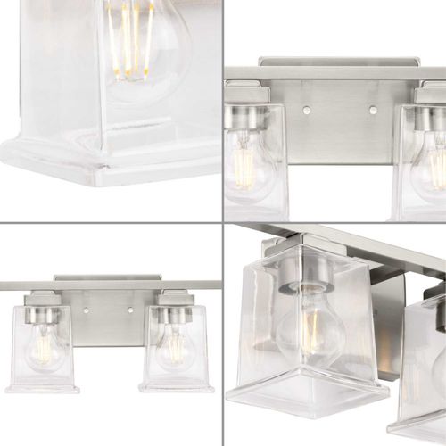 Main product image of Gilmour 4 Light Modern Farmhouse Matte Black Clear Glass Bath Vanity Light