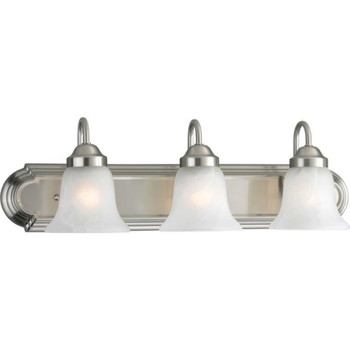 Main product image of 3 Light Brushed Nickel Alabaster Glass Traditional Bath Vanity Light