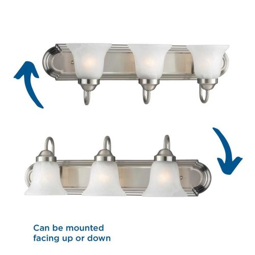 Main product image of 3 Light Brushed Nickel Alabaster Glass Traditional Bath Vanity Light