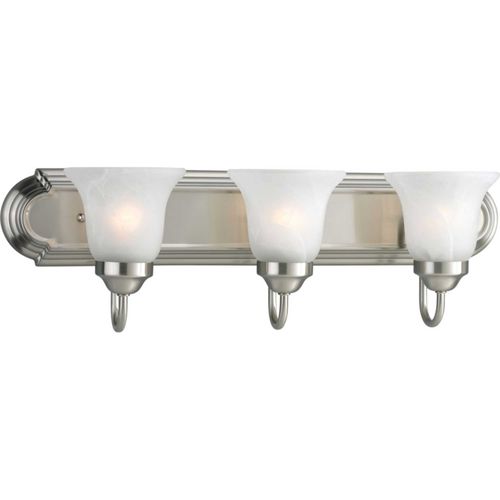 Main product image of 3 Light Brushed Nickel Alabaster Glass Traditional Bath Vanity Light