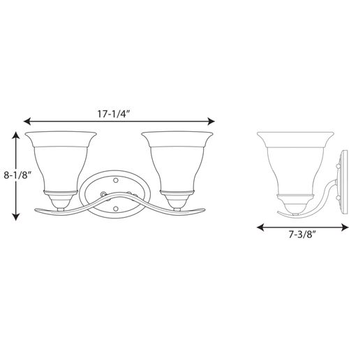 Main product image of Trinity 2 Light Brushed Nickel Etched Glass Traditional Bath Vanity Light