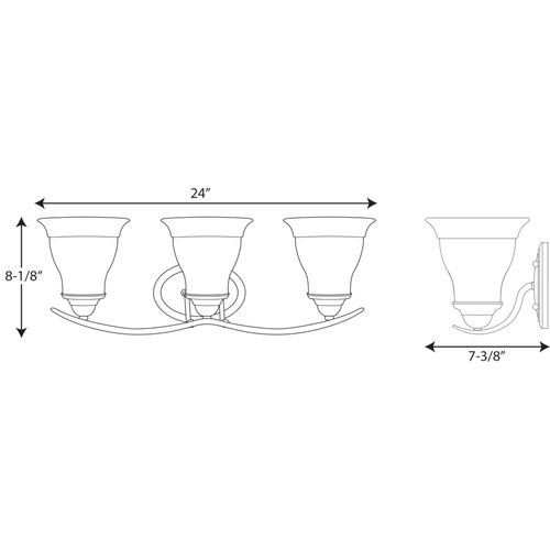 Main product image of Trinity 3 Light Brushed Nickel Etched Glass Traditional Bath Vanity Light