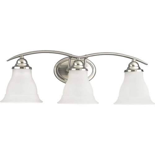 Main product image of Trinity 3 Light Brushed Nickel Etched Glass Traditional Bath Vanity Light