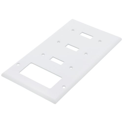 Main product image of 4-Gang Electrical Wall Plate, Combo, 3 Toggle & 1 Decora (White)