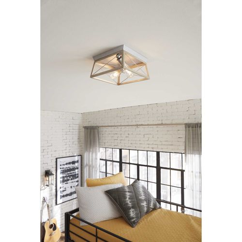Main product image of Briarwood 2 Light Textured and Cerused Black Farmhouse Style Flush Mount Ceiling Light