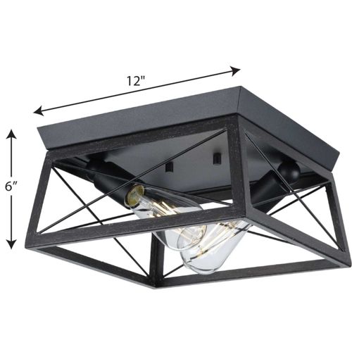Main product image of Briarwood 2 Light Textured and Cerused Black Farmhouse Style Flush Mount Ceiling Light
