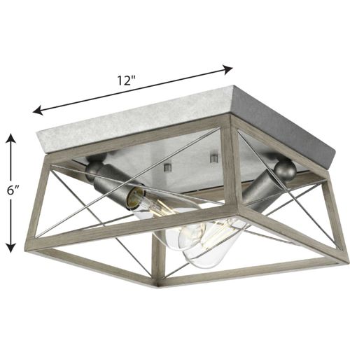 Main product image of Briarwood 2 Light Textured and Cerused Black Farmhouse Style Flush Mount Ceiling Light