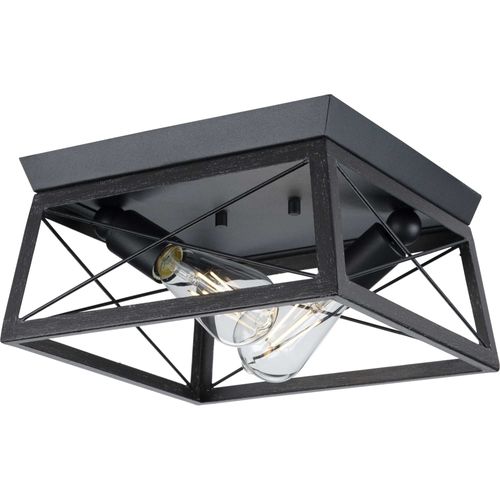 Main product image of Briarwood 2 Light Textured and Cerused Black Farmhouse Style Flush Mount Ceiling Light