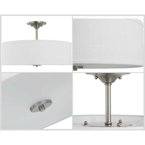 Main product image of Inspire Brushed Nickel 3 Light 18" Semi-Flush Mount