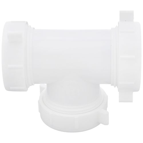 Main product image of 1-1/2" White Plastic 3 Way Slip Joint Tee w/ 1-1/4" Washer