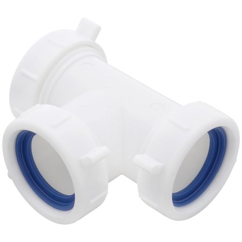 Main product image of 1-1/2" White Plastic 3 Way Slip Joint Tee w/ 1-1/4" Washer