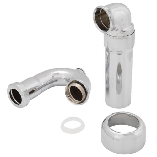 1-1/2" Chrome Plated Brass P-Trap w/ Box Escutcheon, 17 GA (With Cleanout)