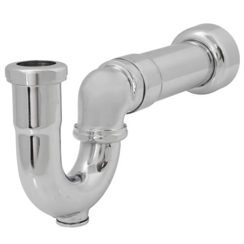 1-1/2" Chrome Plated Brass P-Trap w/ Box Escutcheon, 17 GA (With Cleanout)