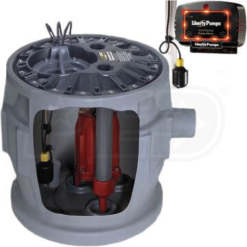 Main product image of 1/2 HP Sewage Pump System - 115v - 2" Discharge - 24" x 24" Basin w/ ALM-2 & Vertical Float