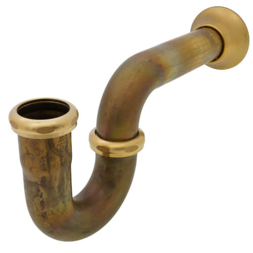 1-1/2", 17 GA, Rough Brass P-Trap, L/CO