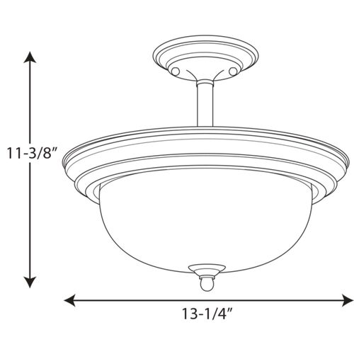 Main product image of 2 Light Dome Glass 13-1/4" Semi Flush Convertible