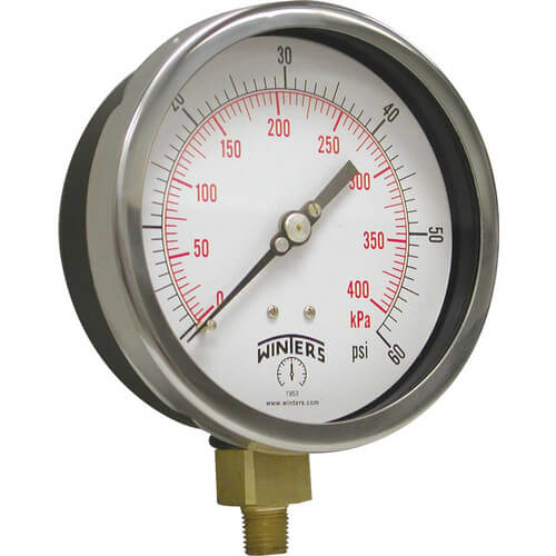 Main product image of 4.5" P3S 300 Aluminum Dual Scale Pressure Gauge w/ Brass Internals