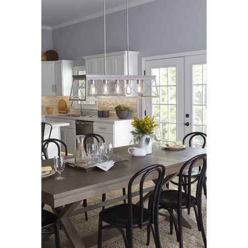 Main product image of Briarwood 5 Light Textured and Cerused Black Farmhouse Style Linear Island Chandelier Light