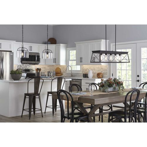 Main product image of Briarwood 5 Light Textured and Cerused Black Farmhouse Style Linear Island Chandelier Light