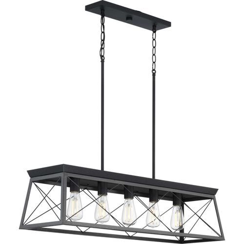 Main product image of Briarwood 5 Light Textured and Cerused Black Farmhouse Style Linear Island Chandelier Light