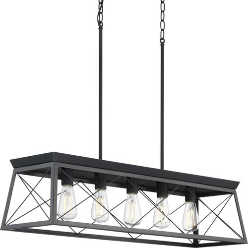 Main product image of Briarwood 5 Light Textured and Cerused Black Farmhouse Style Linear Island Chandelier Light