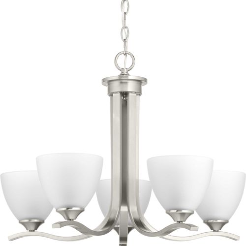 Main product image of Laird 5 Light Brushed Nickel Etched Glass Traditional Chandelier Light