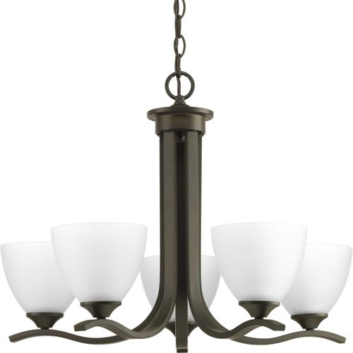 Main product image of Laird 5 Light Antique Bronze Etched Glass Traditional Chandelier Light