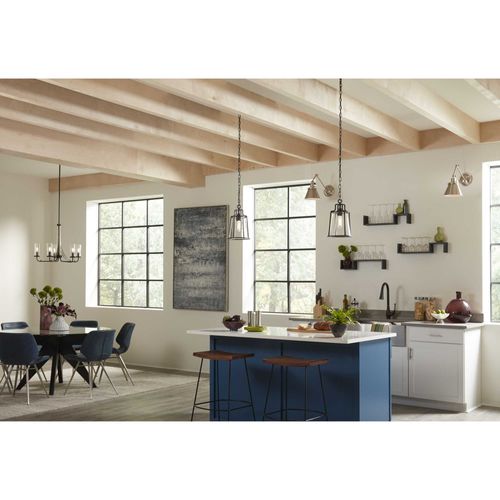 Main product image of Riley 5 Light Brushed Nickel Clear Glass New Traditional Chandelier Light