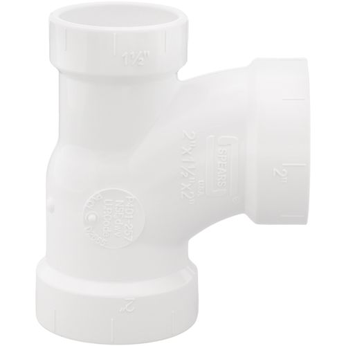 2" x 1-1/2" x 2" PVC DWV Sanitary Tee