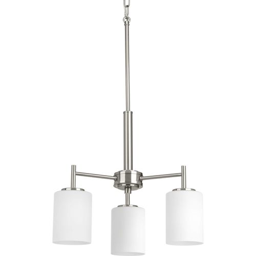 Main product image of Replay 3 Light Brushed Nickel Etched Glass Modern Chandelier Light