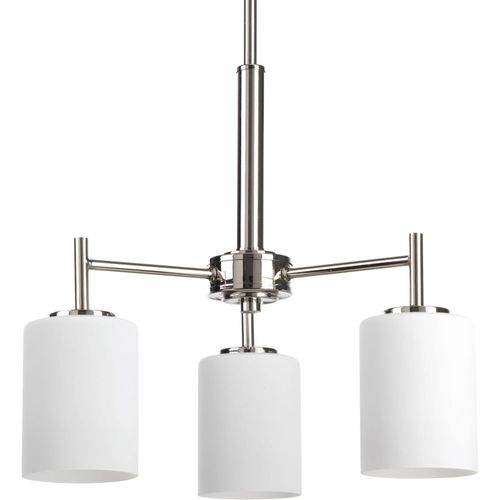 Main product image of Replay 3 Light Brushed Nickel Etched Glass Modern Chandelier Light