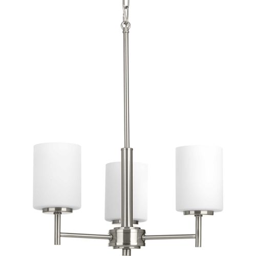 Main product image of Replay 3 Light Brushed Nickel Etched Glass Modern Chandelier Light