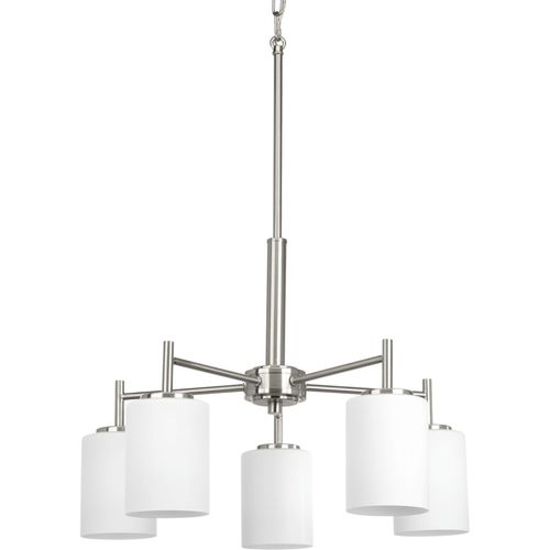 Main product image of Replay 5 Light Brushed Nickel Etched Glass Modern Chandelier Light
