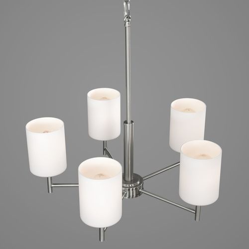 Main product image of Replay 5 Light Brushed Nickel Etched Glass Modern Chandelier Light