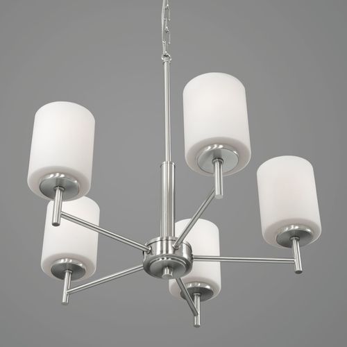 Main product image of Replay 5 Light Brushed Nickel Etched Glass Modern Chandelier Light
