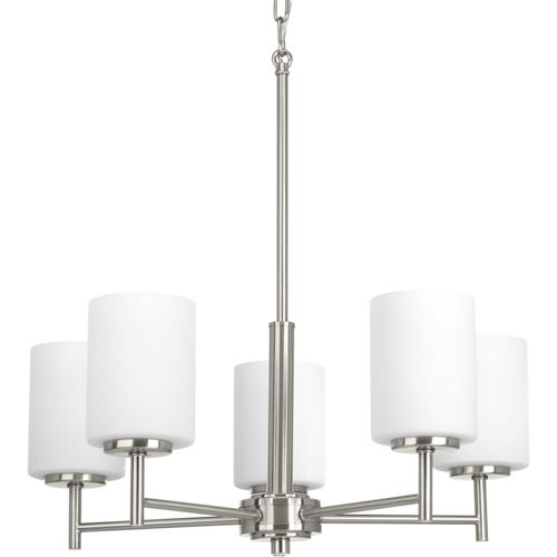 Main product image of Replay 5 Light Brushed Nickel Etched Glass Modern Chandelier Light