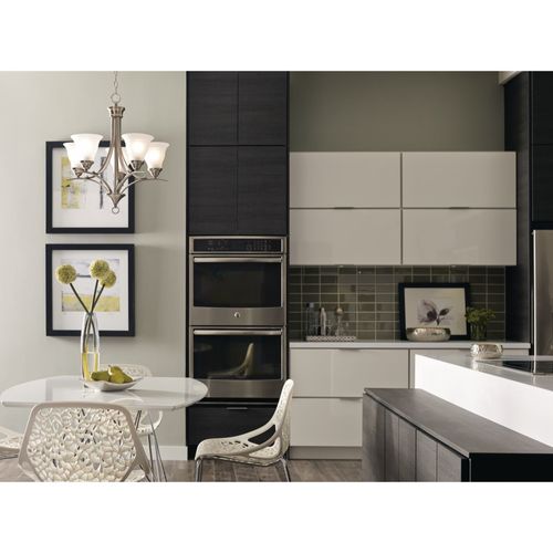 Main product image of Trinity 5 Light Brushed Nickel Etched Glass Traditional Chandelier Light